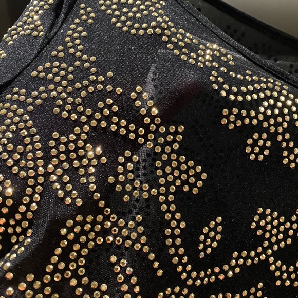 Two Piece Gold/Black Mesh Outfit - Picture 7 of 8